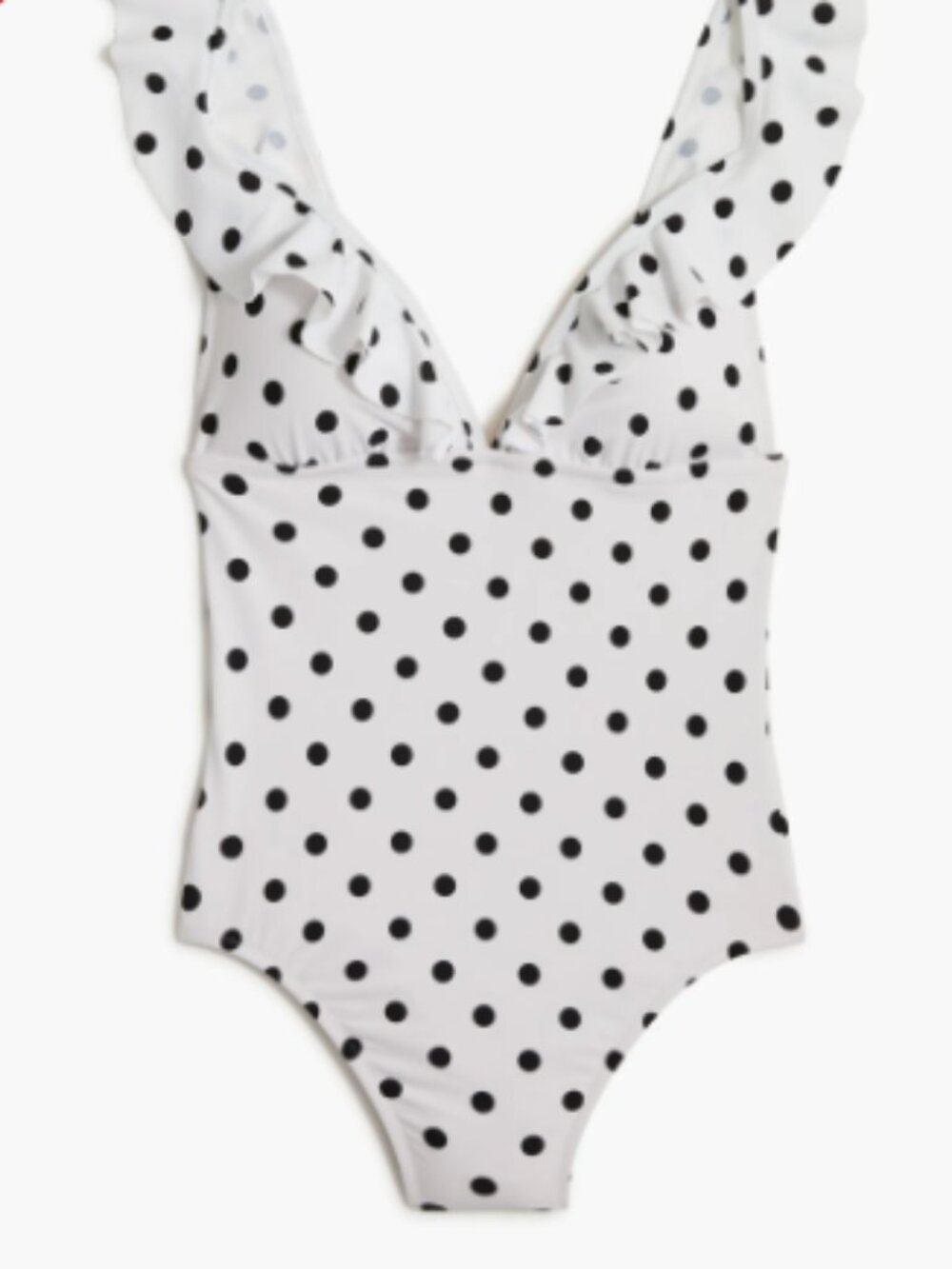 NWOT J. Crew Black and White Polka Dot Ruffle Shoulder V Neck One Piece Swimsuit